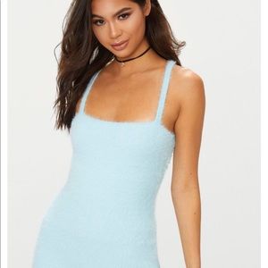 Fuzzy baby blue mini dress